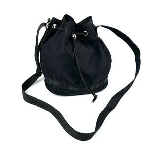Lesportsac Drawstring Bucket Bag Black Nylon Crossbody Handbag Purse